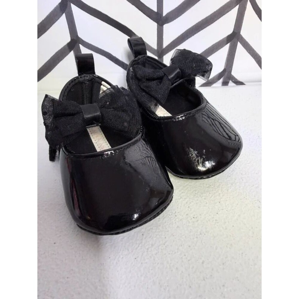 Laura Ashley Black Mary Jane Bow Dress Shoes Baby Girl 2 7116